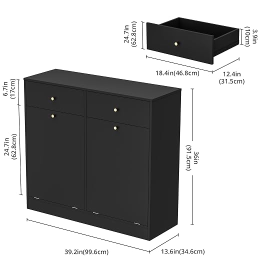 Double Tilt Out Trash Can Cabinet, Trash Storage Cabinet - Image 2