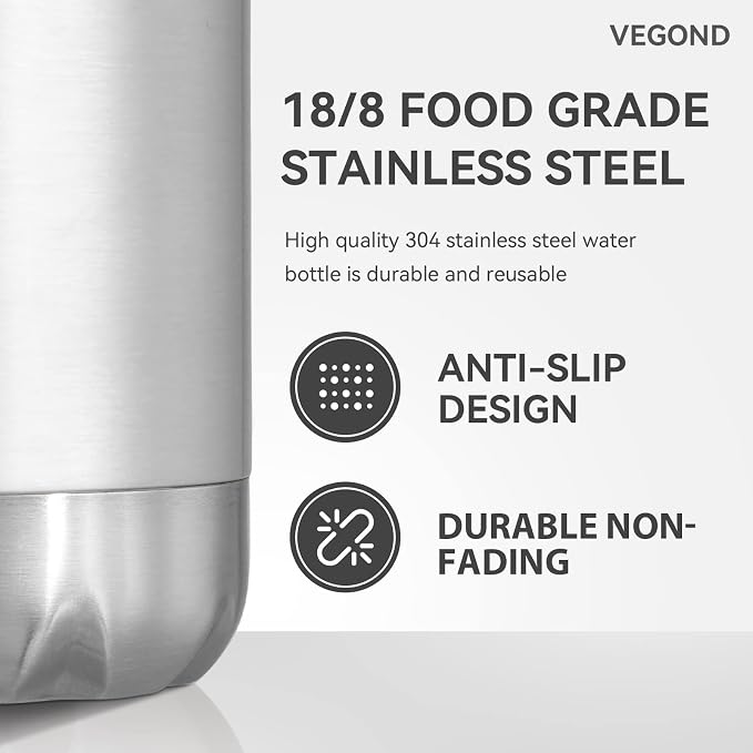 VEGOND 17oz Stainless Steel Water Bottles Bulk, Reusable Metal Sports Water - Image 4