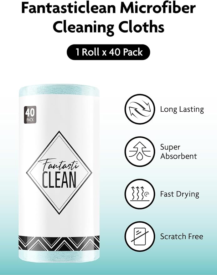Fantasticlean Microfiber Cleaning Cloth Roll -40 Pack, Tear Away Microfiber - Image 3