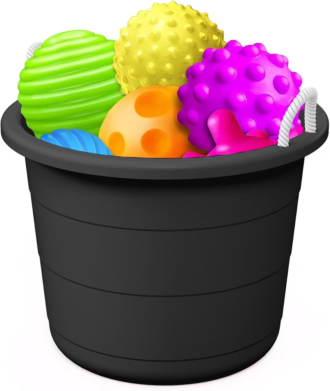 Flexible 17-Gallon Plastic Storage Tub with Rope Handles, Lightweight, Multi-Purpose, Black, 21.5x21.5x16.5 Inch, Indoor/Outdoor Use