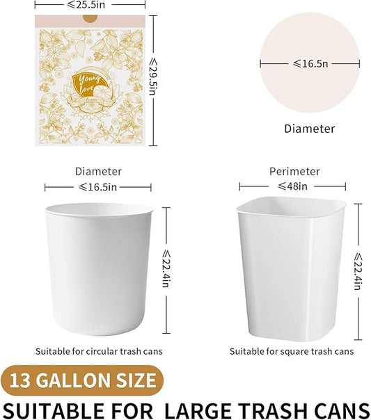 VOK 13 Gallon Trash Bags with Lemon Print & Drawstring, Tear-Resistant Tall - Image 2