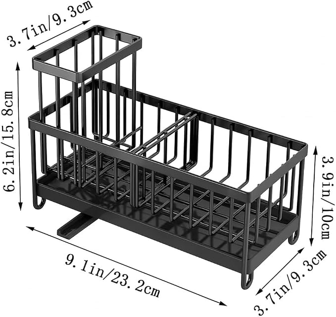 BSHG King Black Sponge Holder for Kitchen Sink, Sink Caddy Organizer - Image 6