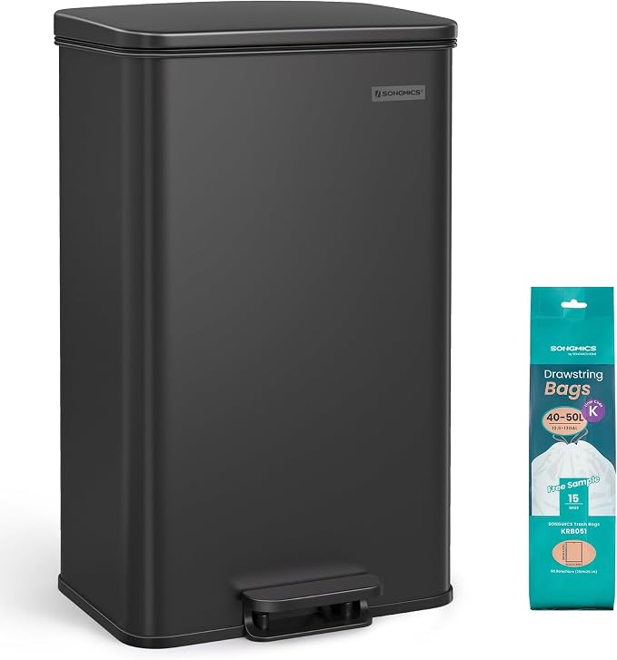 SONGMICS Kitchen Trash Can, 10.5 Gallon Garbage Can, Large Step Trash Bin by SONGMICSbySONGMICSHOME