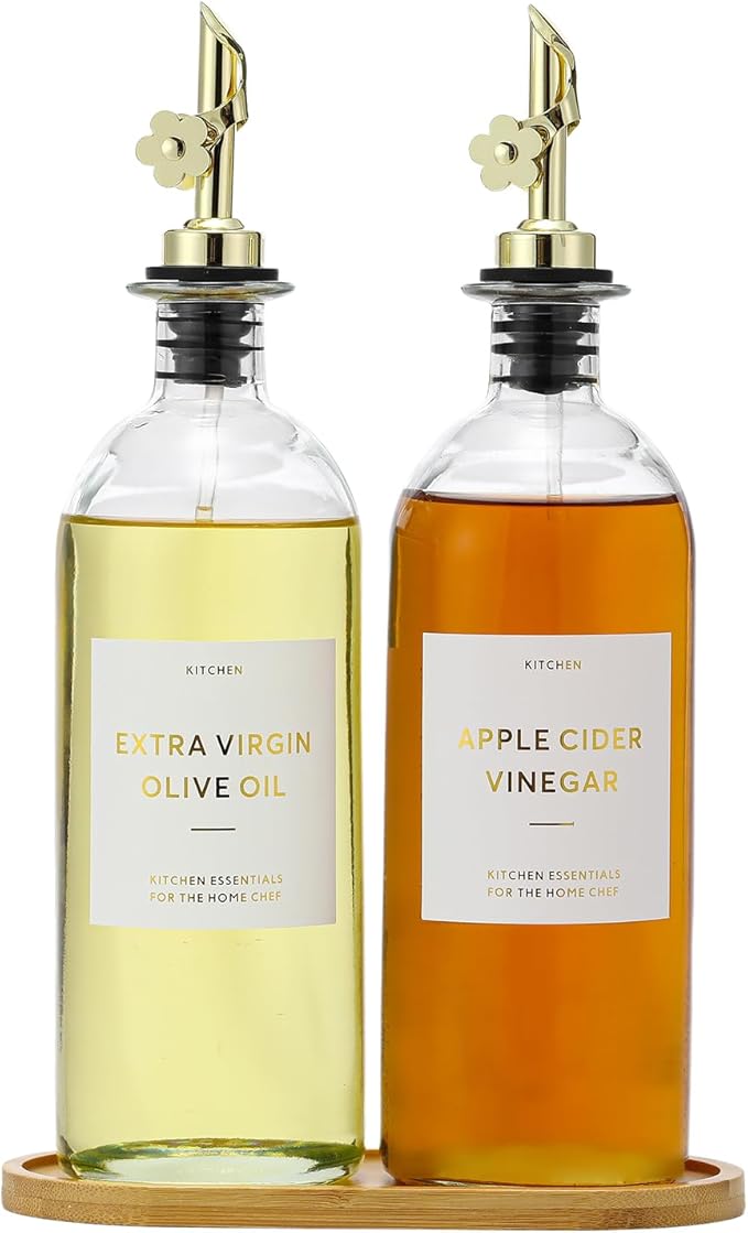 HOMCDALY Olive Oil Dispenser for Kitchen, 11.8oz Glass Dispenser Bottles by HOME