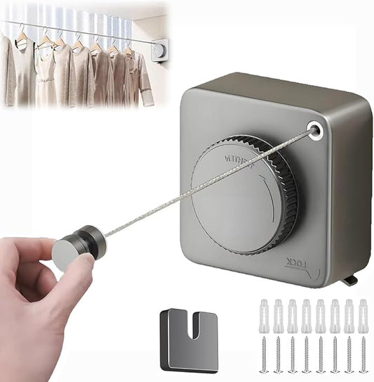 Retractable Clothesline, Wall Mounted, Stainless Steel, 17 Ft Indoor Outdoor by Unknown
