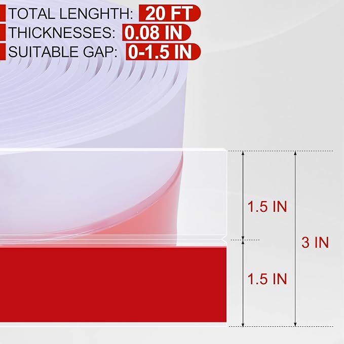 MYFAMIREA Door Weather Stripping 3IN x 20FT Door Draft Stopper Seal Tape - Image 2