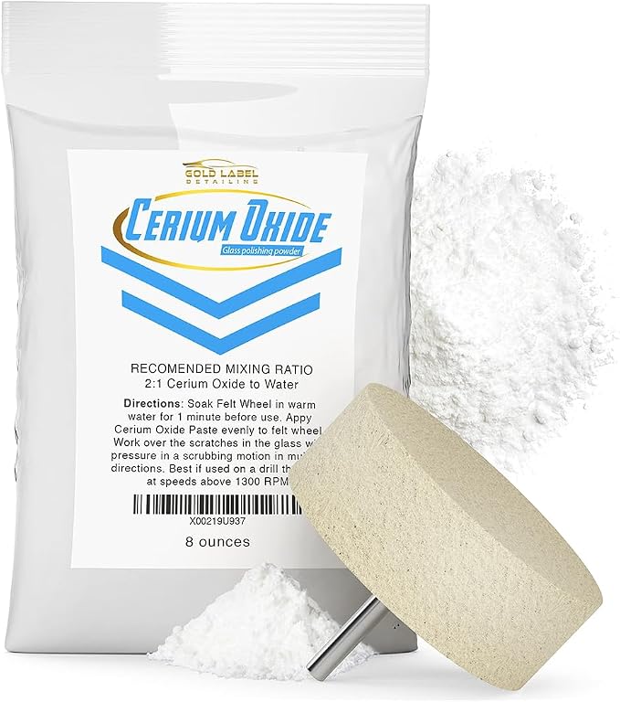 Optical Grade Cerium Oxide 8oz Glass Repair Powder | Glass Window and by Gold+Label+Detailing