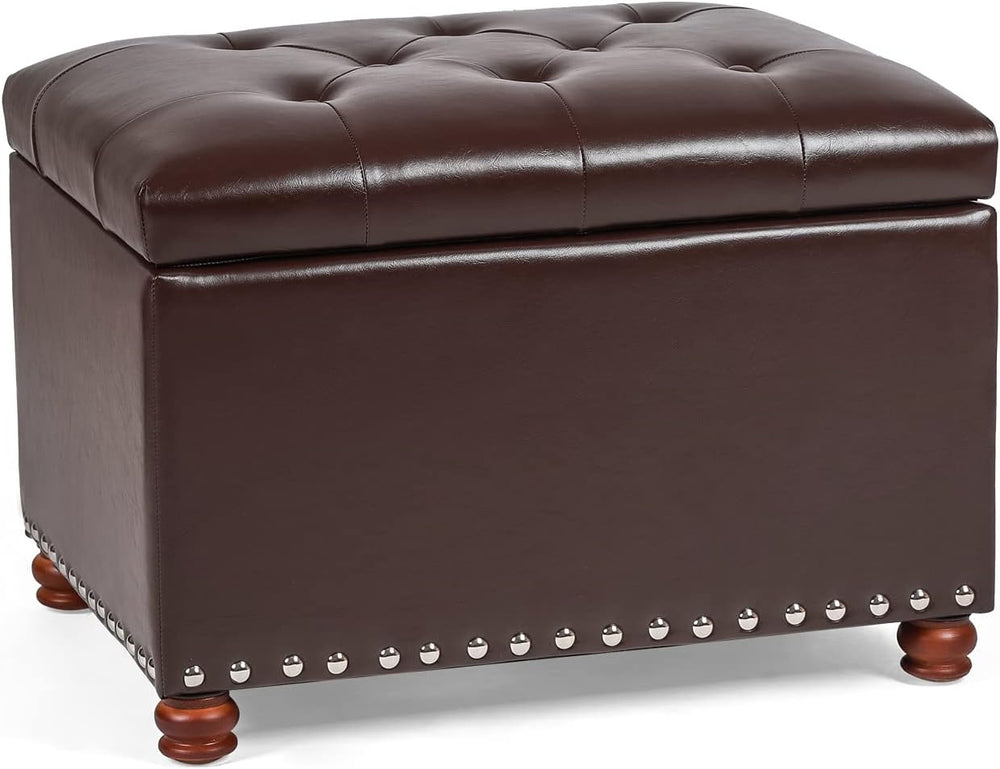 Leather Storage Ottoman Bench Foot Rest Stool