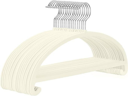 MIZGI 50 Pack Ivory Velvet Hangers by MIZGI