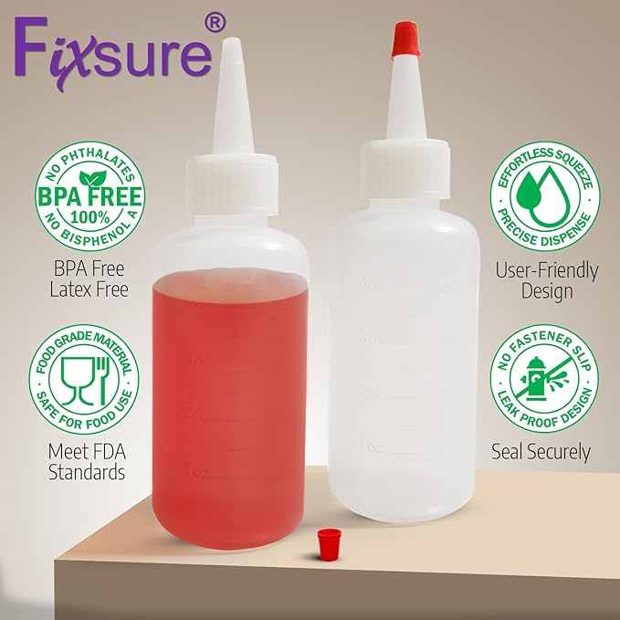 Plastic Squeeze Bottles with Red Tip Cap, 4 Oz Squirt Bottle - Image 2