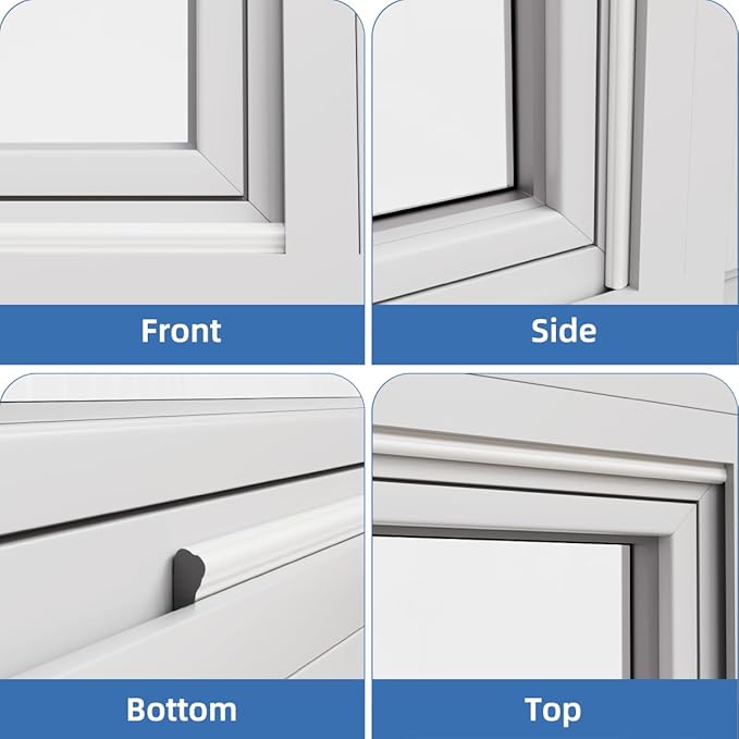 Wedge-Shape Window Weather Stripping Door Frame Seal Strip 196” White, Upgrade - Image 8