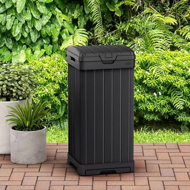 Outdoor Trash Can with Hinged Lid, 33 Gallon Capacity, Built-in Handles - Image 7