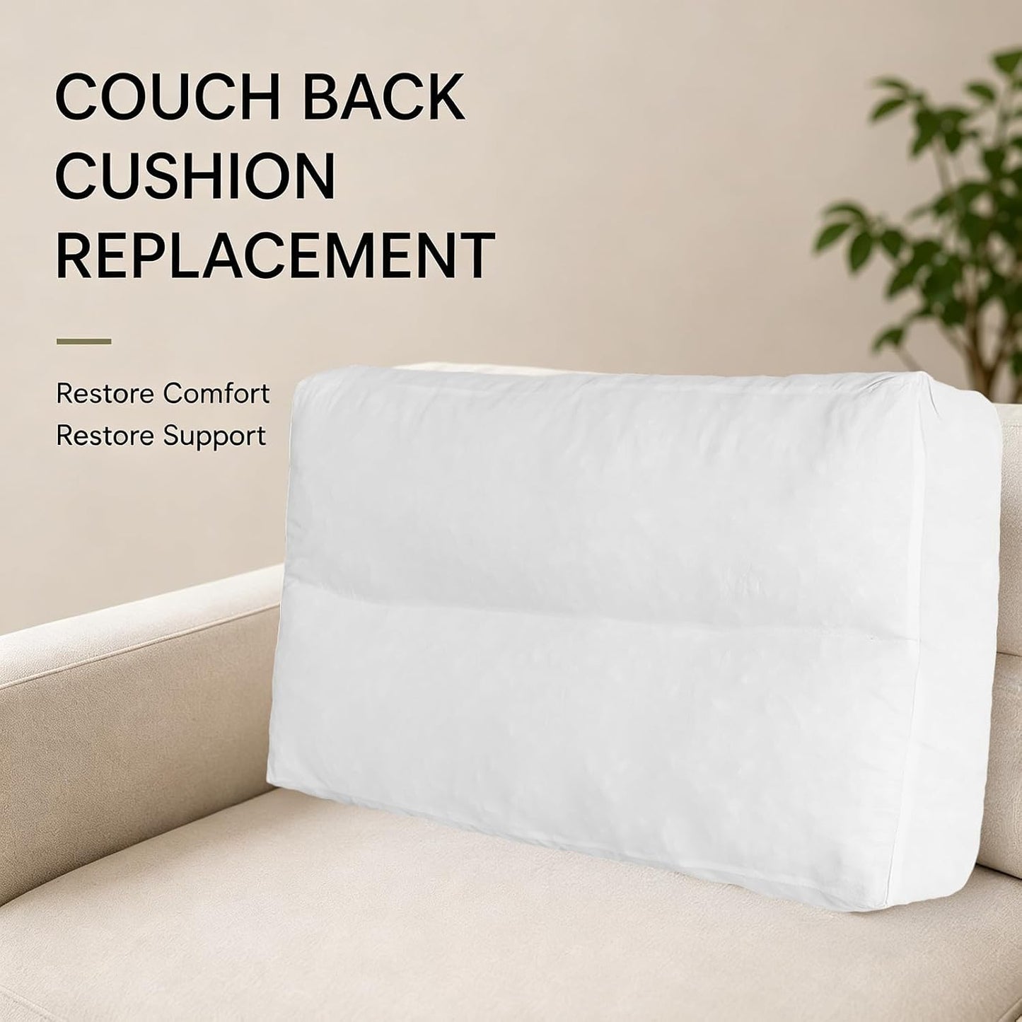 3 Pack Couch Back Cushion Replacement, 6 Inch Thick Supportive Sofa Backrest Pillow Insert with Odorless Shredded Memory Foam for Couch, Loveseats, Sectionals, 31"x18"x6"