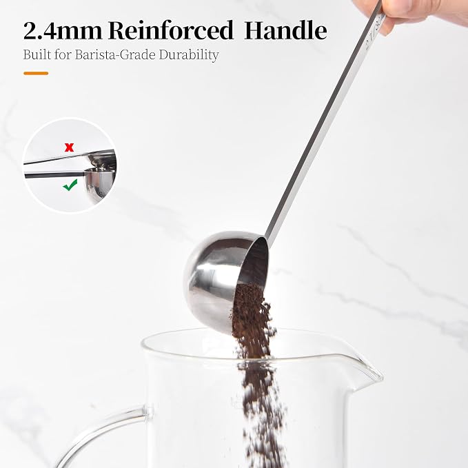 Long Handle Coffee Scoop: 8.6 Inch 18/8 Stainless Steel 2 Tablespoon Metal - Image 8