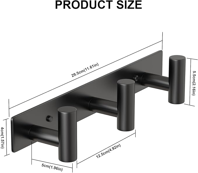 PMMASTO Coat Rack Wall Mounted, 3 "T Shaped Wall Hooks - Image 5