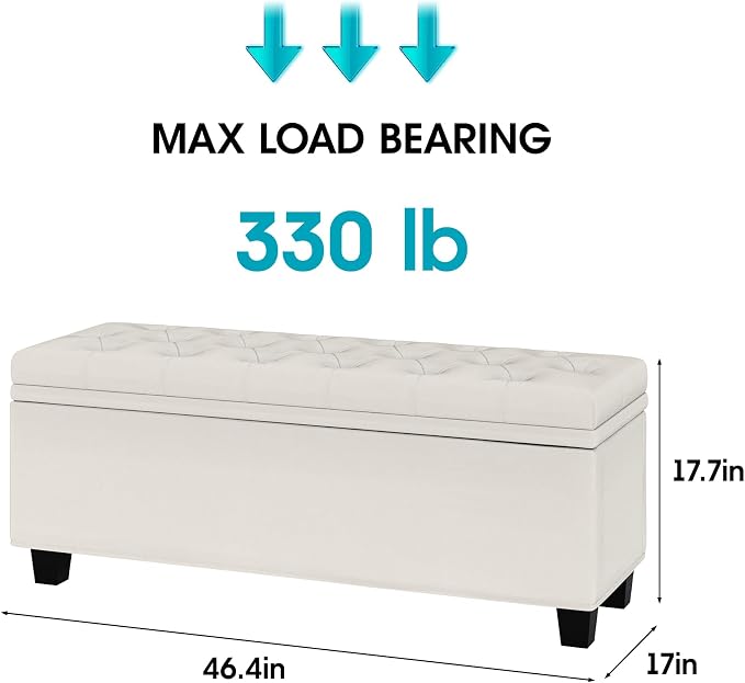 Maupvit Ottoman with Storage, Ottoman Bench with Lift Top, Upholstered Storage - Image 2