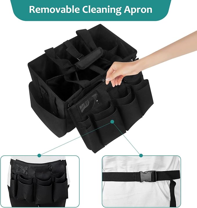 Qivine Cleaning Caddy with Handle, Cleaning Supply Caddy Foldable Tool Bag - Image 5