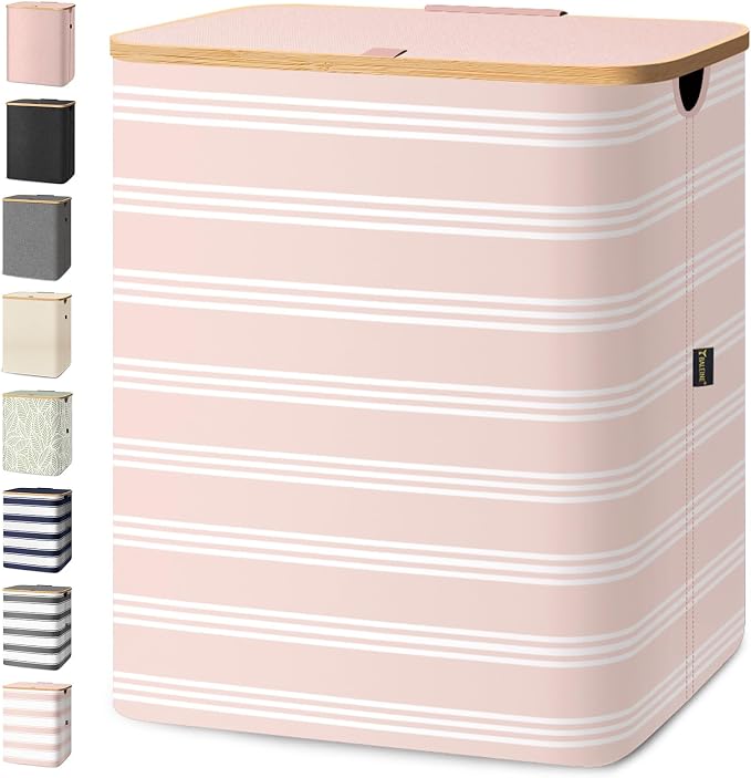 BALEINE Laundry Hamper with Lid, Tall Laundry Baskets with Bamboo Pull Handles by BALEINE