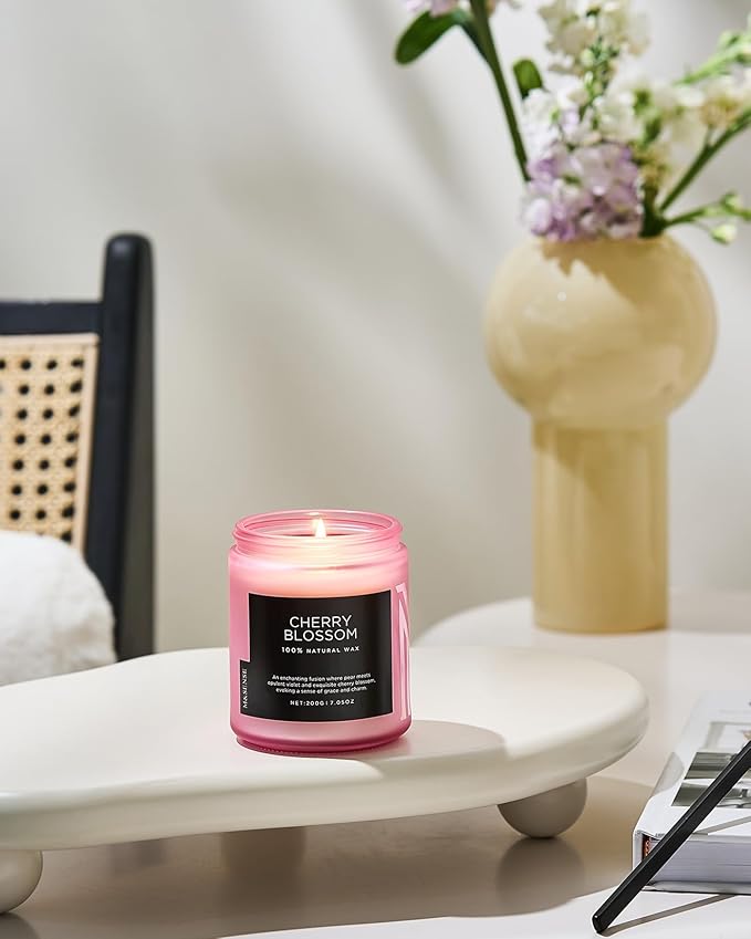 M&SENSE Cherry Blossom Scented Spring Candle, Best Smelling Stress Relief - Image 6