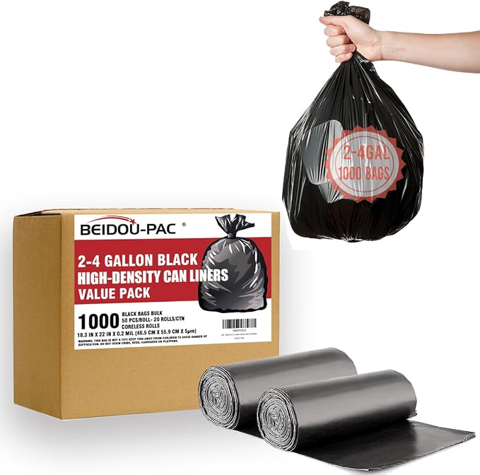 2-4 Gallon Trash Bags, Small Trash Can Bin Liners by BEIDOU-PAC