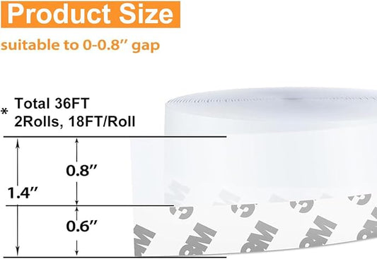 Bruiefpap 36 Ft Silicone Door Weather Stripping, Self-Adhesive Door Seal Strip - Image 2