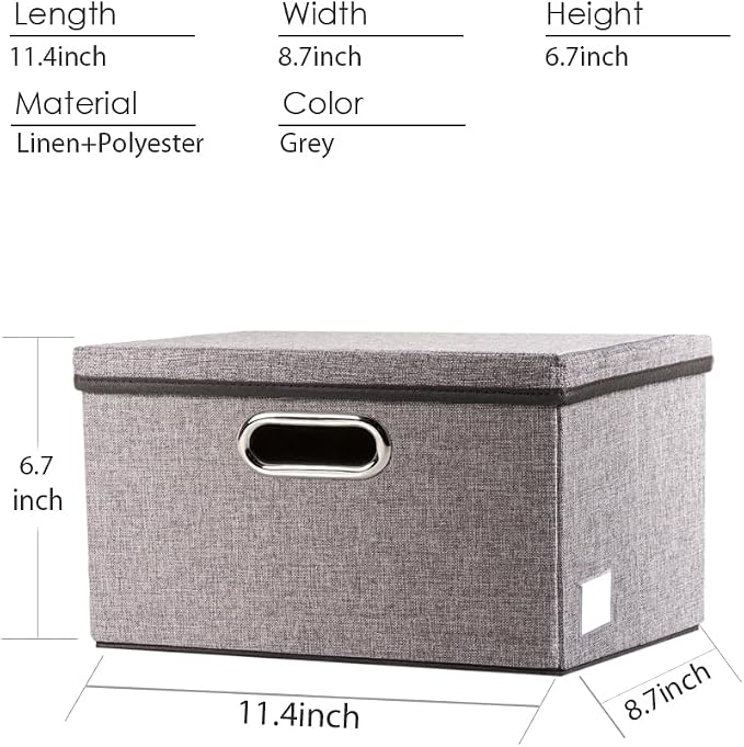 PRANDOM Storage Bins with Lids Linen Fabric Foldable Storage Boxes Organizer - Image 3