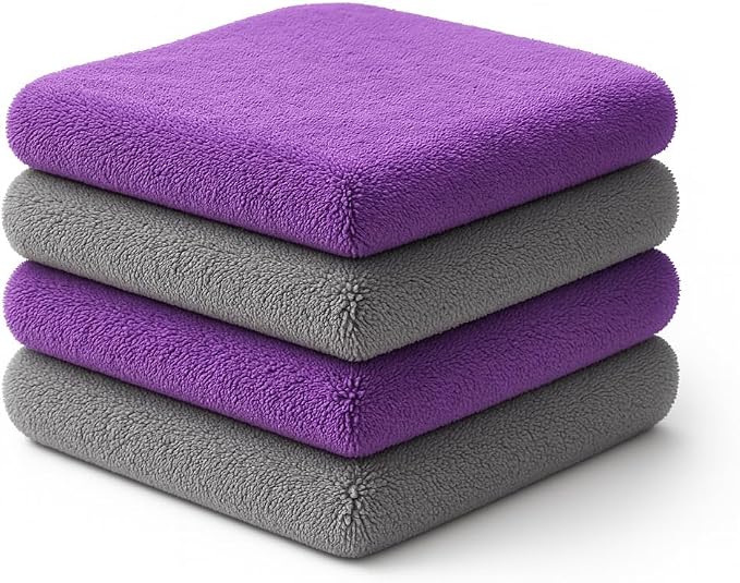 Paks - Edgeless Microfiber Towels 4-Pack - Car Detailing Wash Cloths by PaksDetailSupply