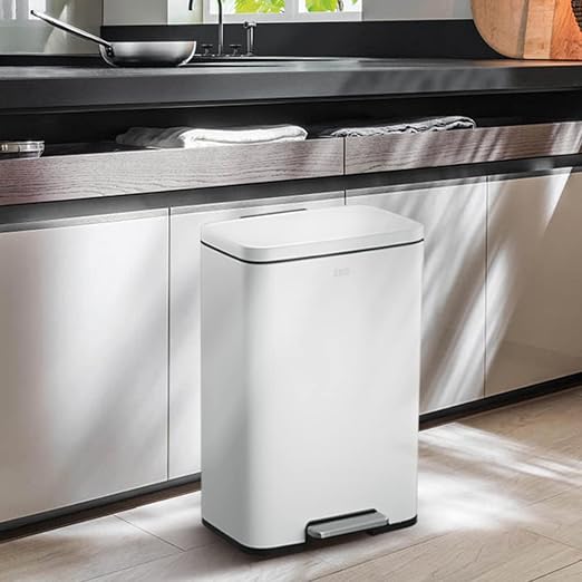 EKO Madison Matte White 50 Liter/13.2 Gallon Step Trash Can - Image 6
