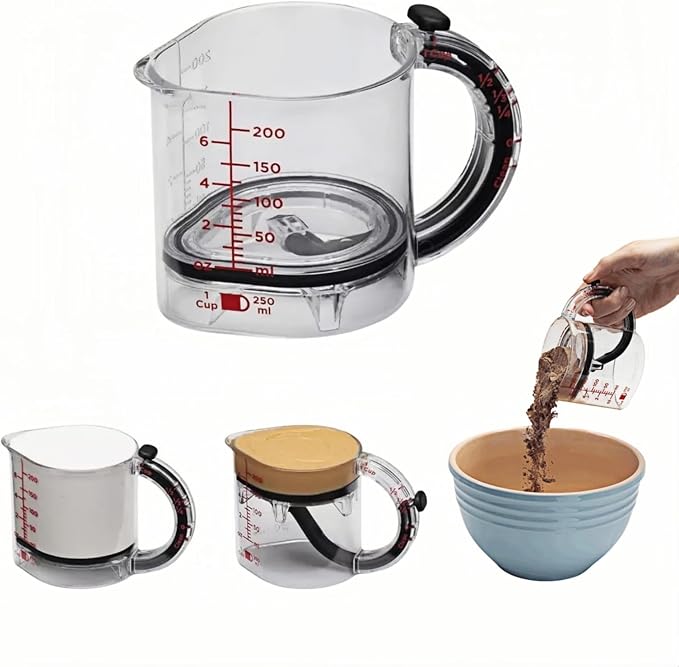 All in One Adjustable Measuring Cup, Push Up Measuring Cup Solid and Liquid - Image 3
