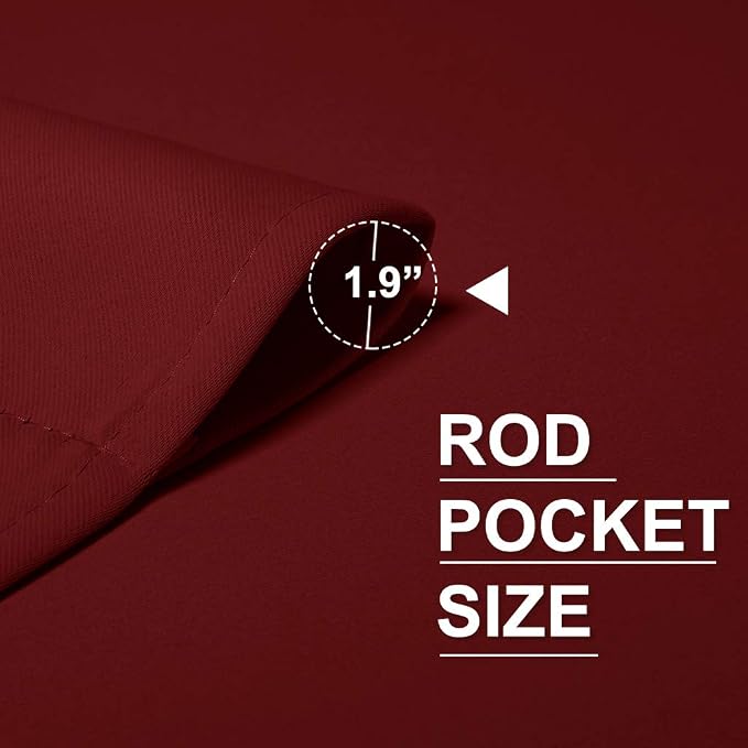 RYB HOME Curtains for Bedroom 72 inches Long, W 34 x L 72, Burgundy Red - Image 3