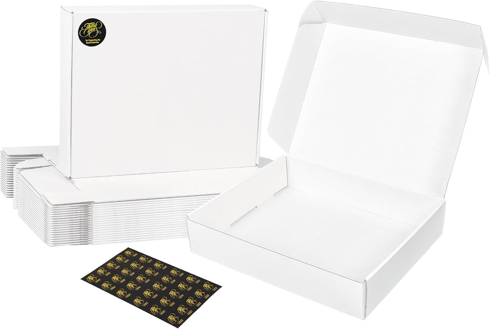White Shipping Boxes Medium 10x8x2 Inches, 40 Pack Corrugated Cardboard Maile...