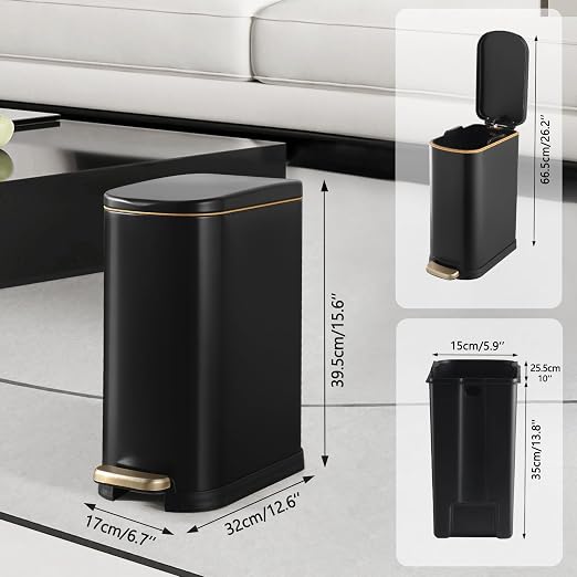 Bathroom Trash Can with Soft-Close Lid 3.5 Gallon Stainless Steel Garbage Can - Image 2