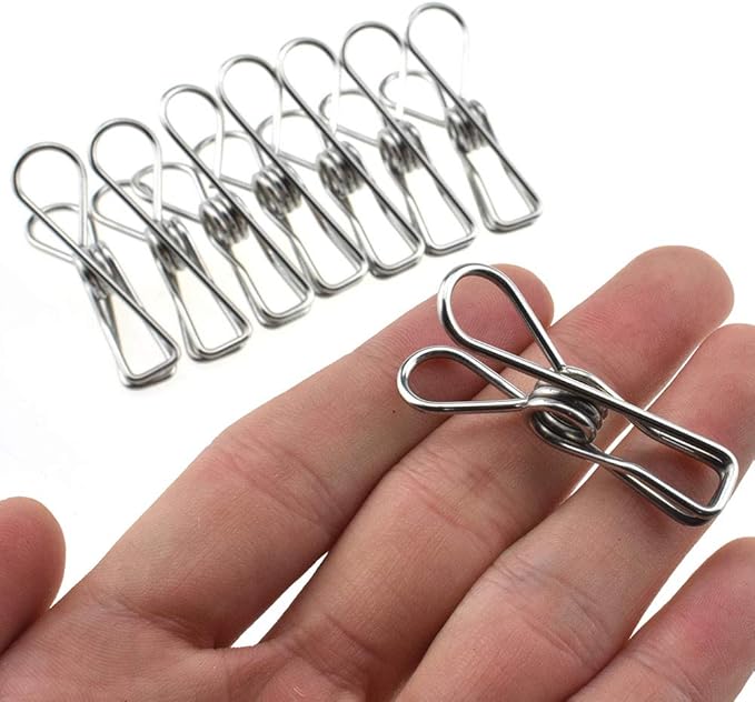 HAHIYO Clothespins Chip Clips All Metal Stainless Steel No Rust Stains Strong by HAHIYO