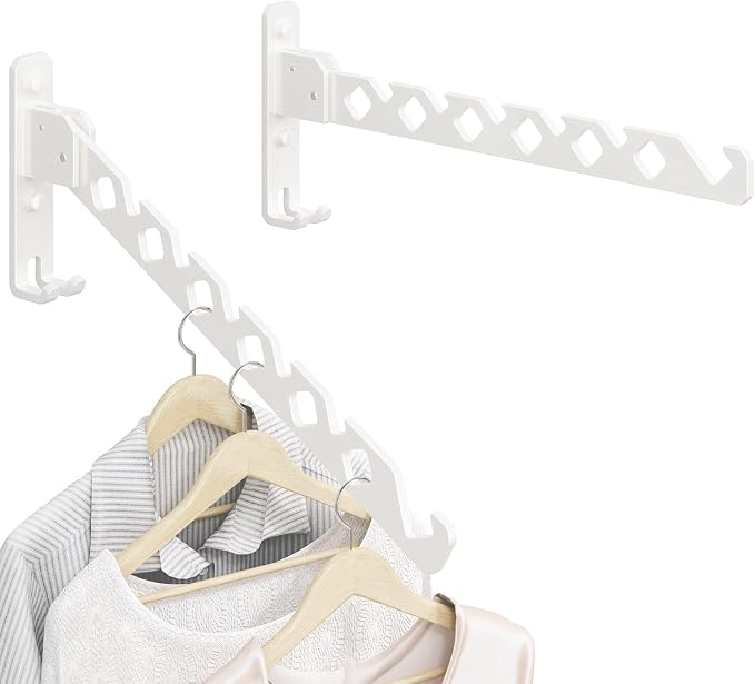 Wall Mounted Clothes Drying Rack, Wall Clothes Hanger Hook by Dancrul