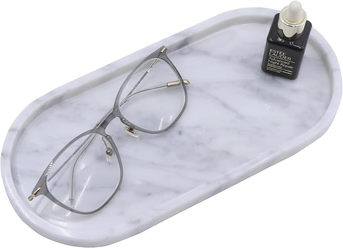 Natural Marble Tray, Oval Vanity Decorative Tray by Kesoniku