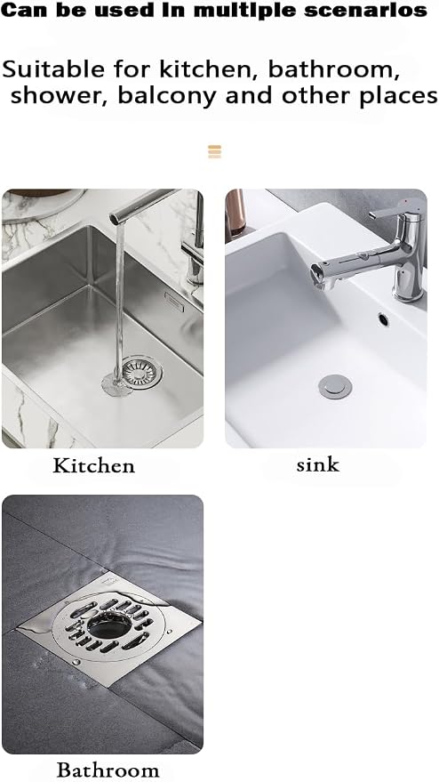 Drain Hair Catcher, Bathtub Drain Protecto 2 PCS （Gray Square） - Image 6