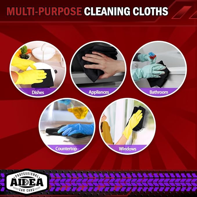 AIDEA Microfiber Cleaning Cloth Black 150PK, Microfiber Towels - Image 7