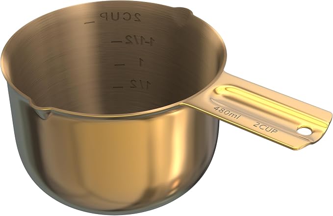 Color Up 2 Cup Measuring Cup, 480ml Gold Stainless Steel Metal Measuring Scoop - Image 8