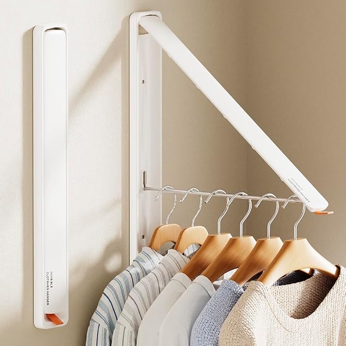 Clothes Drying Rack, Laundry Room Wall Mounted Retractable Clothes Hanger by Unknown