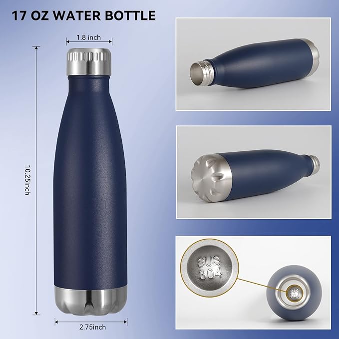 VEGOND 17oz Stainless Steel Water Bottles Bulk, Reusable Metal Sports Water - Image 3