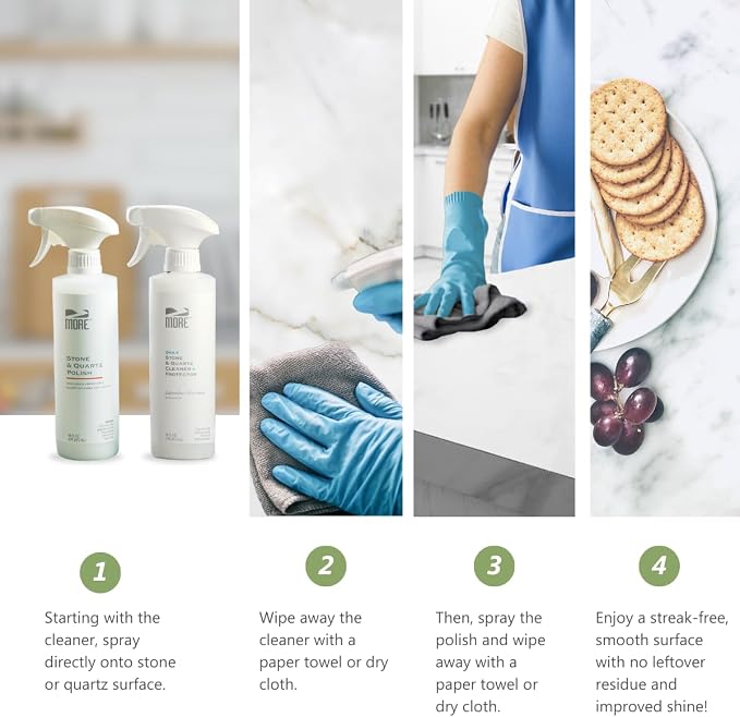 MORE - Twin Pack - Includes Stone & Quartz Cleaner + Polish - Granite, Quartz & - Image 4