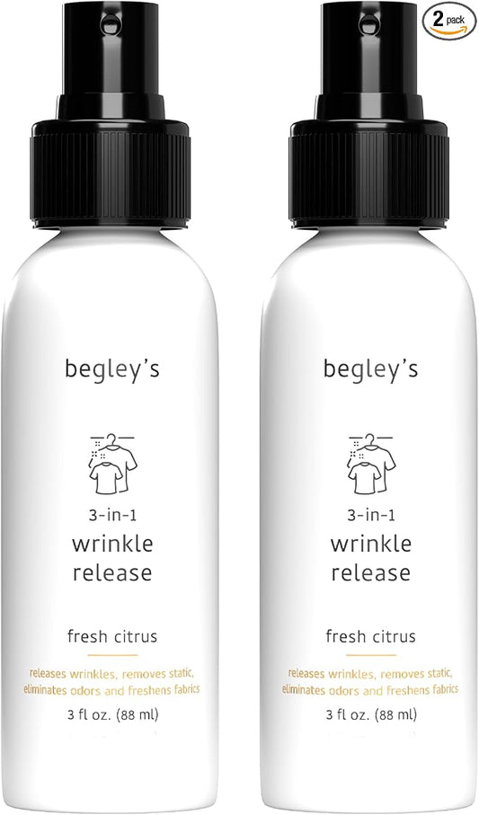Begley's 3-in-1 Wrinkle Remover, Quick Fix Wrinkle Release, Static Cling Remover by Begleys