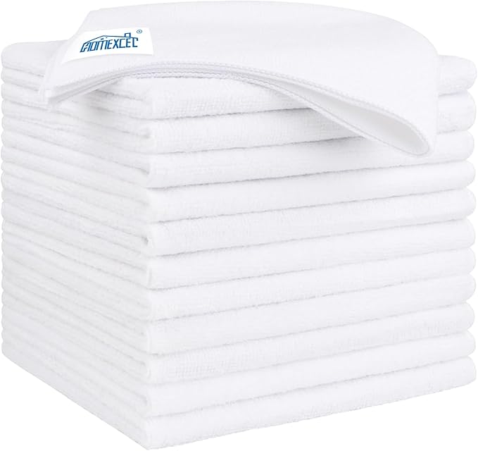 HOMEXCEL White Microfiber Cleaning Cloth 12 Pack, 12.5 x 12.5 inch Microfiber by HOMEXCEL