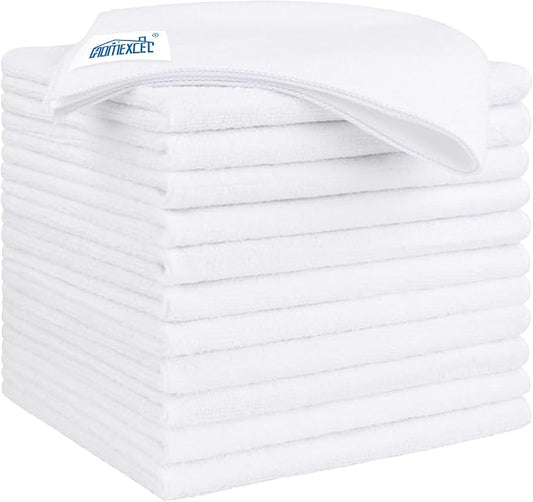 HOMEXCEL White Microfiber Cleaning Cloth 12 Pack, 12.5 x 12.5 inch Microfiber by HOMEXCEL