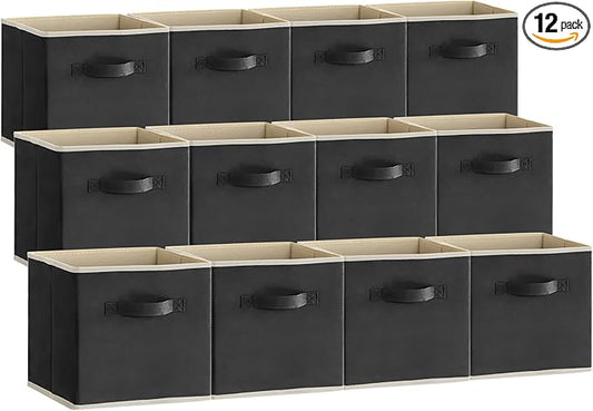 Lifewit 12 Packs Storage Cubes, 11 Inch Cube Storage Bins, Foldable Decorative by Lifewit