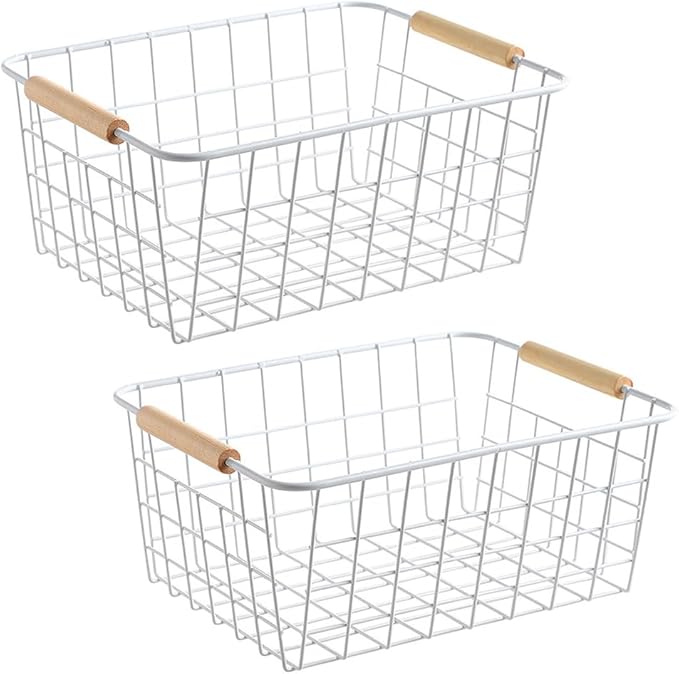 LeleCAT white wire baskets for organizing by LeleCAT