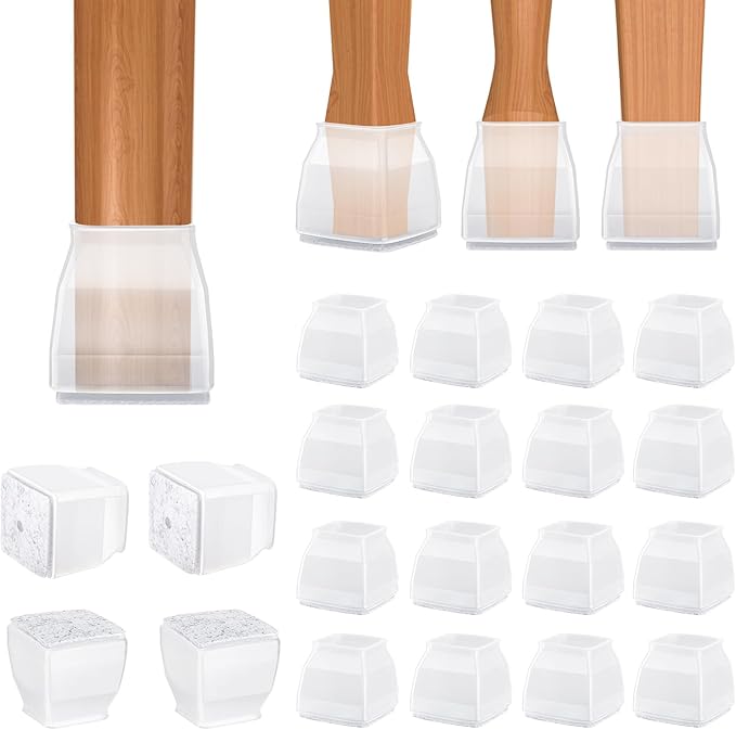 BALEINE 16 Pack Silicone Chair Leg Floor Protectors, Stool Leg Protectors Cap by BALEINE