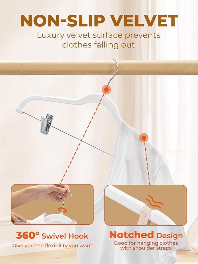 HOUSE DAY Velvet Skirt Hangers 24 Pack, Space Saving Slim Pant Hangers - Image 6