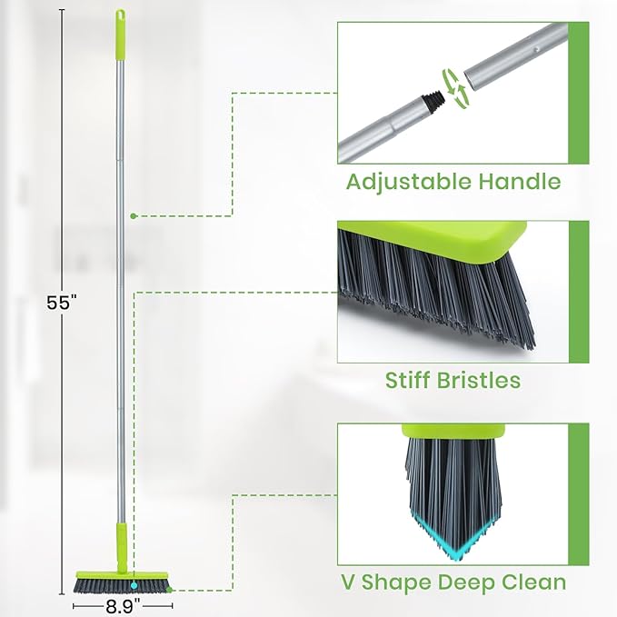Grout Cleaner Brush with Long Handle, Floor Scrub Brush - Image 5