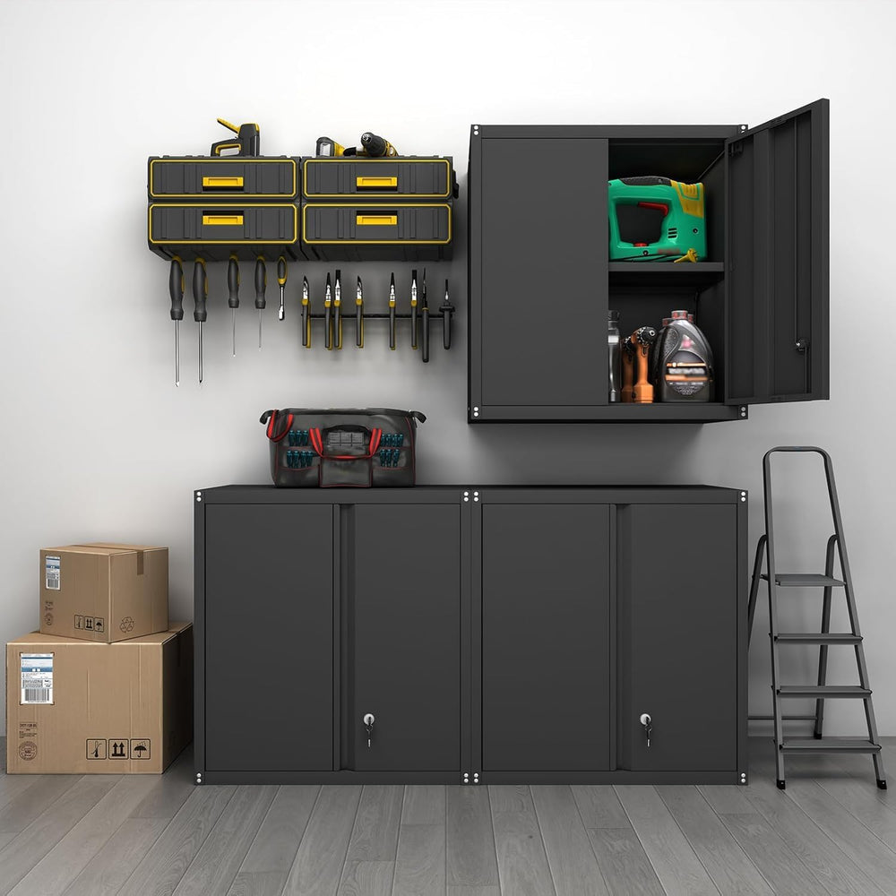 GREATMEET Locking Metal Garage Wall Cabinet with Doors and Shelf